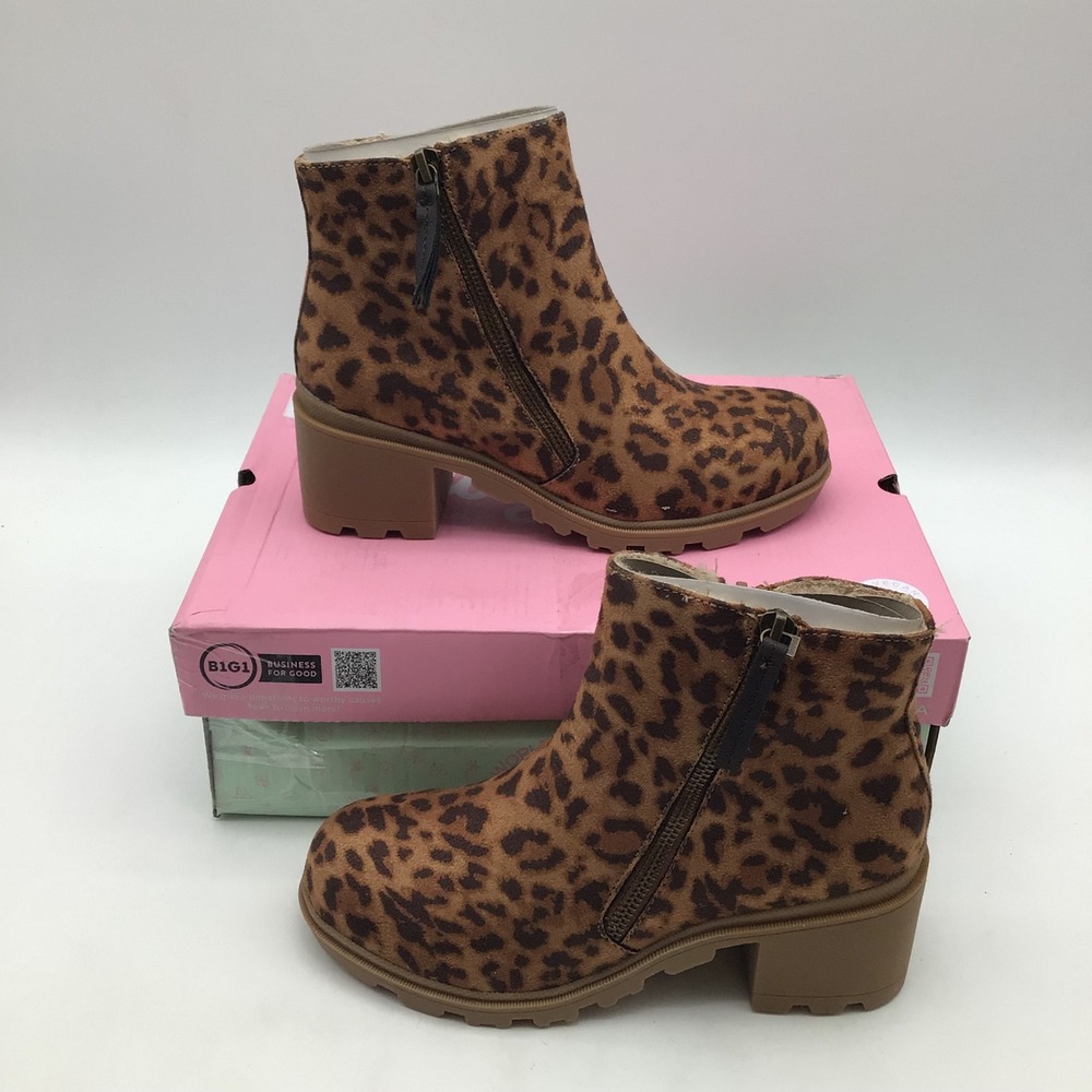 Jellypop Kids Taylar Leopard Print Suede Ankle Boots Brown Size 3M‎ NEW